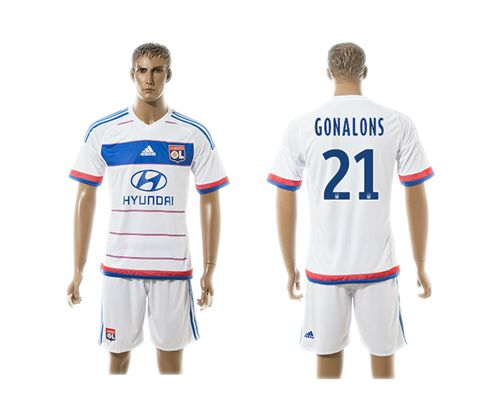 Lyon #21 Gonalons Home Soccer Club Jersey