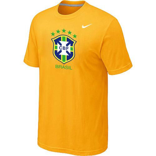 Brazil 2014 World Short Sleeves Soccer T Shirts Yellow