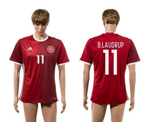 Danmark #11 B.Laudrup Red Home Soccer Country Jersey