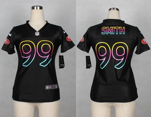 49ers #99 Aldon Smith Black Women's NFL Fashion Game Jersey