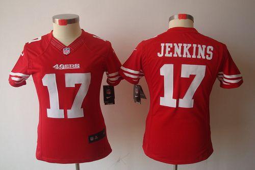 49ers #17 A.J. Jenkins Red Team Color Women's Stitched NFL Limited Jersey