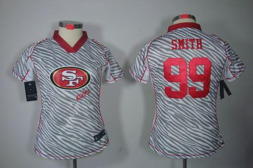 49ers #99 Aldon Smith Zebra Women's Stitched NFL Elite Jersey