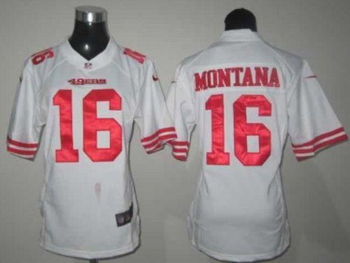 49ers #16 Joe Montana White Women's Stitched NFL Elite Jersey