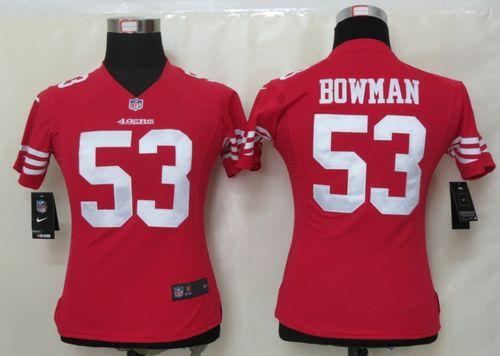 49ers #53 NaVorro Bowman Red Team Color Women's Stitched NFL Elite Jersey