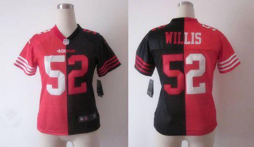 49ers #52 Patrick Willis Black/Red Women's Stitched NFL Elite Split Jersey