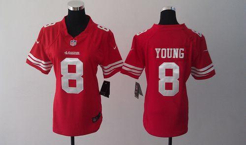 49ers #8 Steve Young Red Team Color Women's Stitched NFL Elite Jersey