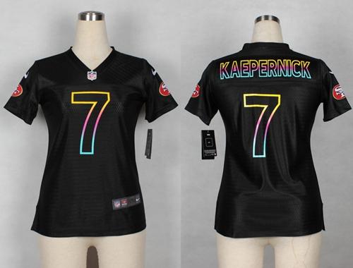 49ers #7 Colin Kaepernick Black Women's NFL Fashion Game Jersey