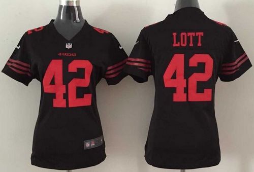 49ers #42 Ronnie Lott Black Alternate Women's Stitched NFL Elite Jersey