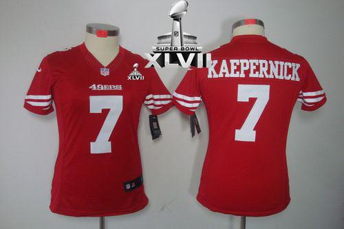 49ers #7 Colin Kaepernick Red Team Color Super Bowl XLVII Women's Stitched NFL Limited Jersey