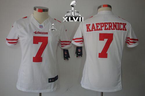 49ers #7 Colin Kaepernick White Super Bowl XLVII Women's Stitched NFL Limited Jersey