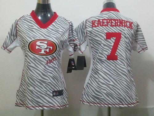 49ers #7 Colin Kaepernick Zebra Women's Stitched NFL Elite Jersey