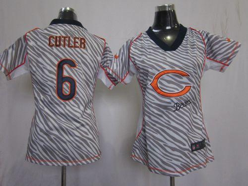 Bears #6 Jay Cutler Zebra Women's Stitched NFL Elite Jersey
