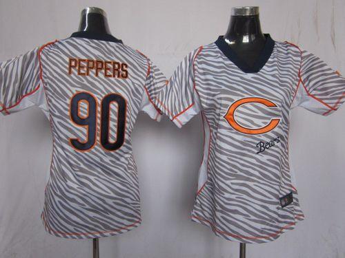 Bears #90 Julius Peppers Zebra Women's Stitched NFL Elite Jersey
