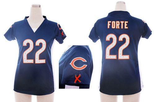 Bears #22 Matt Forte Navy Blue Team Color Draft Him Name & Number Top Women's Stitched NFL Elite Jersey