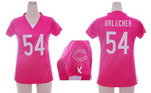 Bears #54 Brian Urlacher Pink Draft Him Name & Number Top Women's Stitched NFL Elite Jersey