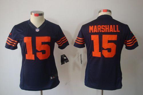 Bears #15 Brandon Marshall Navy Blue Women's 1940s Throwback Stitched NFL Limited Jersey