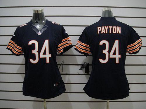Bears #34 Walter Payton Navy Blue Team Color Women's Stitched NFL Limited Jersey