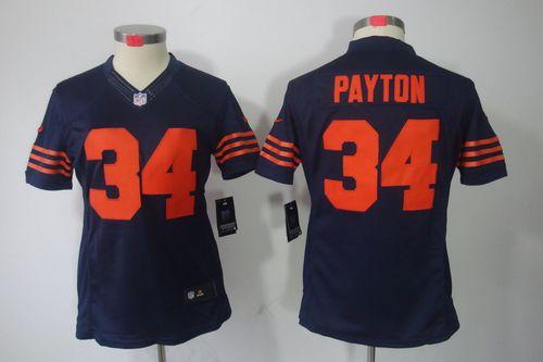 Bears #34 Walter Payton Navy Blue Women's 1940s Throwback Stitched NFL Limited Jersey