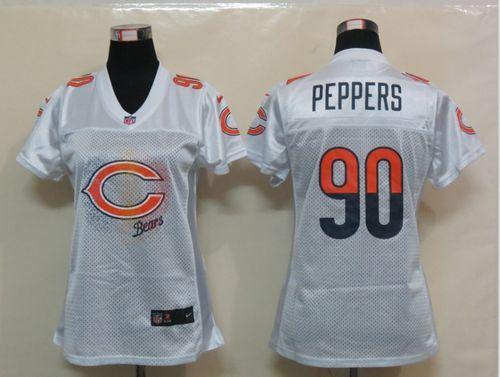 Bears #90 Julius Peppers White Women's Fem Fan NFL Game Jersey
