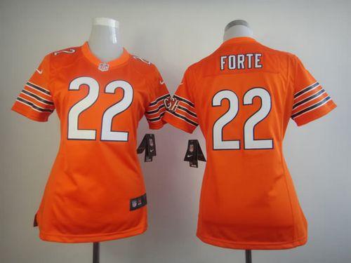 Bears #22 Matt Forte Orange Alternate Women's Stitched NFL Elite Jersey