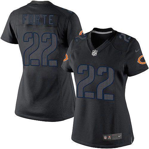 Bears #22 Matt Forte Black Impact Women's Stitched NFL Limited Jersey