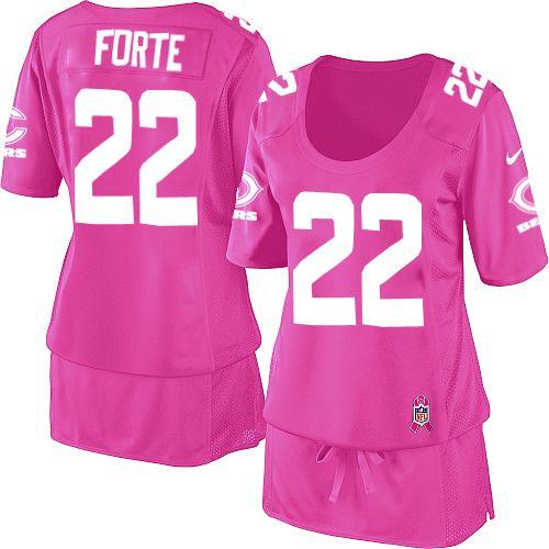 Bears #22 Matt Forte Pink Women's Breast Cancer Awareness Stitched NFL Elite Jersey