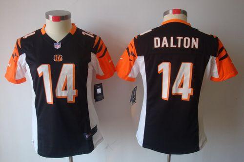 Bengals #14 Andy Dalton Black Team Color Women's NFL Game Jersey