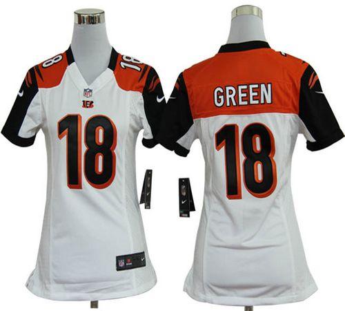 Bengals #18 A.J. Green White Women's Stitched NFL Elite Jersey