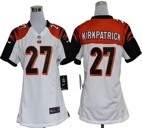 Bengals #27 Dre Kirkpatrick White Women's Stitched NFL Elite Jersey