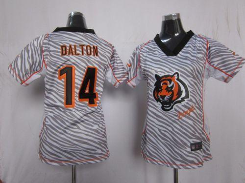 Bengals #14 Andy Dalton Zebra Women's Stitched NFL Elite Jersey