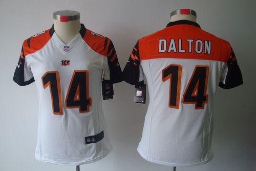 Bengals #14 Andy Dalton White Women's Stitched NFL Limited Jersey