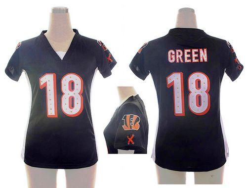 Bengals #18 A.J. Green Black Team Color Draft Him Name & Number Top Women's Stitched NFL Elite Jersey