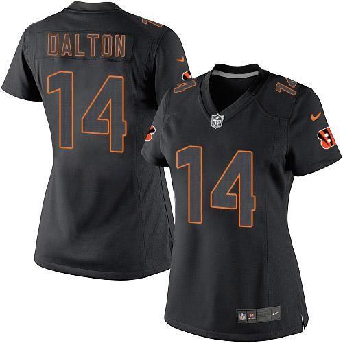 Bengals #14 Andy Dalton Black Impact Women's Stitched NFL Limited Jersey