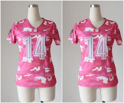 Bengals #14 Andy Dalton Pink Women's Stitched NFL Elite Camo Fashion Jersey