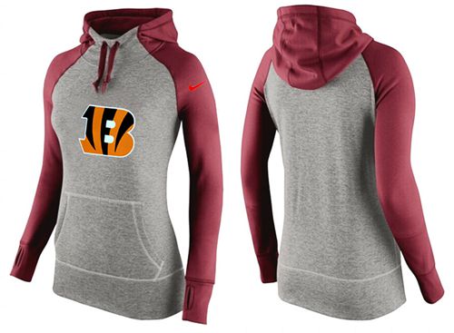 Women's Cincinnati Bengals Performance Hoodie Grey & Red_3