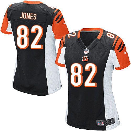 Bengals #82 Marvin Jones Black Team Color Women's Stitched NFL Elite Jersey