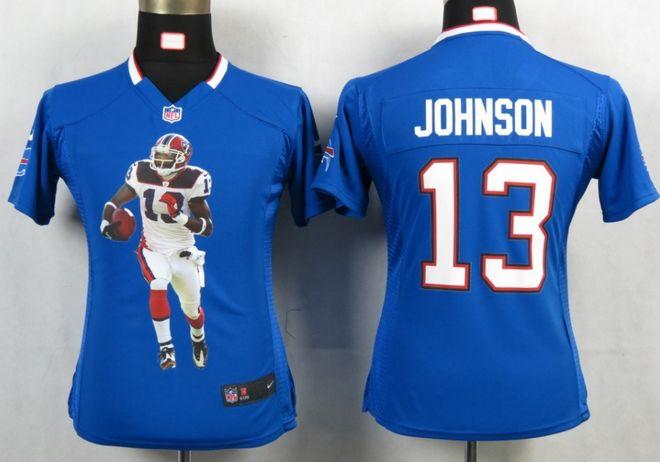 Bills #13 Steve Johnson Royal Blue Team Color Women's Portrait Fashion NFL Game Jersey