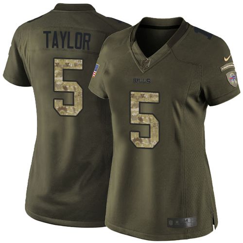 Bills #5 Tyrod Taylor Green Women's Stitched NFL Limited Salute to Service Jersey
