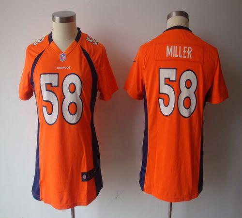 Broncos #58 Von Miller Orange Team Color Women's NFL Game Jersey