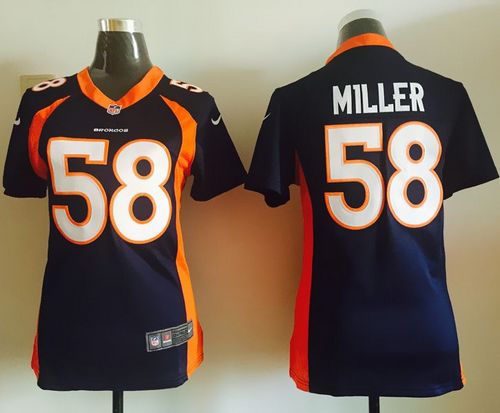 Broncos #58 Von Miller Blue Alternate Women's Stitched NFL Elite Jersey