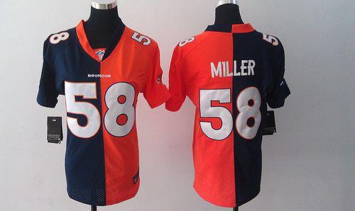 Broncos #58 Von Miller Orange/Blue Women's Stitched NFL Elite Split Jersey