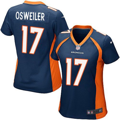 Broncos #17 Brock Osweiler Blue Alternate Women's Stitched NFL New Elite Jersey