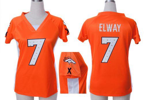 Broncos #7 John Elway Orange Team Color Draft Him Name & Number Top Women's Stitched NFL Elite Jersey