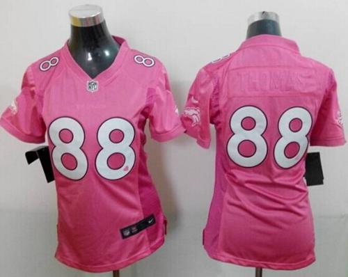 Broncos #88 Demaryius Thomas Pink Women's Be Luv'd Stitched NFL New Elite Jersey