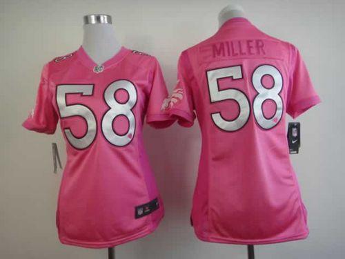 Broncos #58 Von Miller Pink Women's Be Luv'd Stitched NFL Elite Jersey