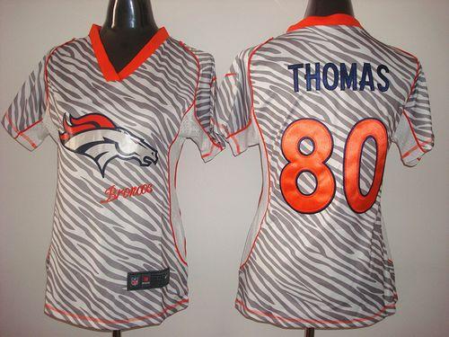 Broncos #80 Julius Thomas Zebra Women's Stitched NFL Elite Jersey