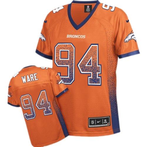 Broncos #94 DeMarcus Ware Orange Team Color Women's Stitched NFL Elite Drift Fashion Jersey