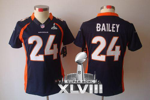 Broncos #24 Champ Bailey Blue Alternate Super Bowl XLVIII Women's Stitched NFL Limited Jersey