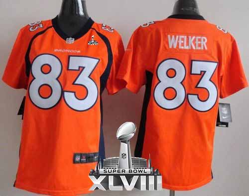 Broncos #83 Wes Welker Orange Team Color Super Bowl XLVIII Women's Stitched NFL New Elite Jersey