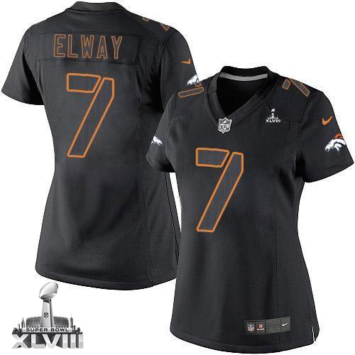 Broncos #7 John Elway Black Impact Super Bowl XLVIII Women's Stitched NFL Limited Jersey